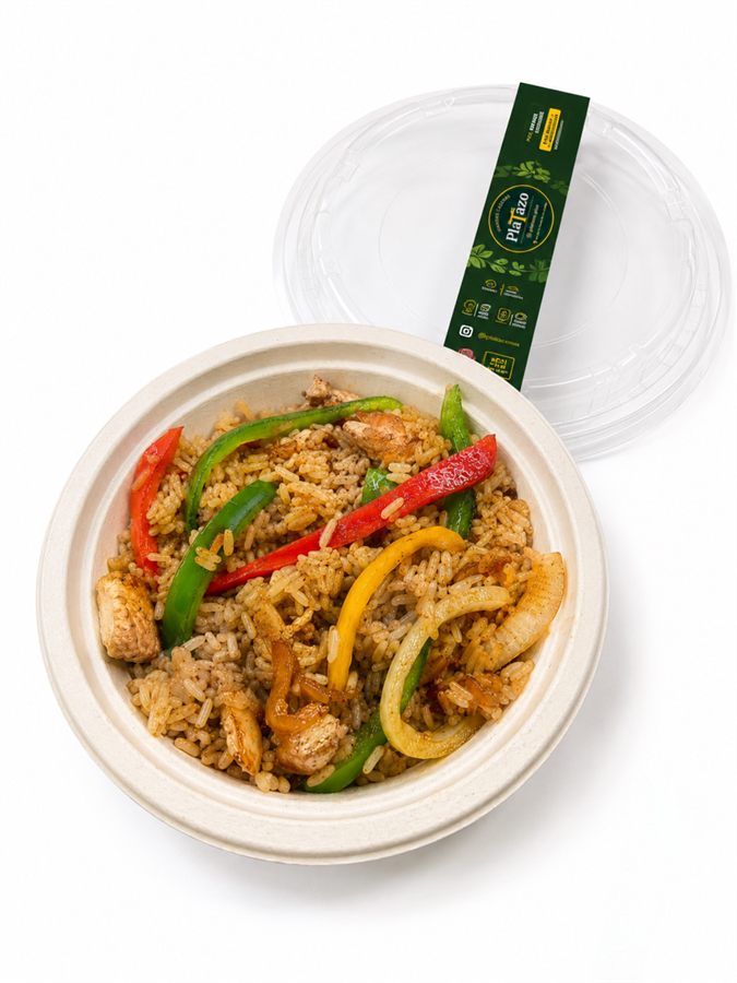 Wok de pollo y arroz